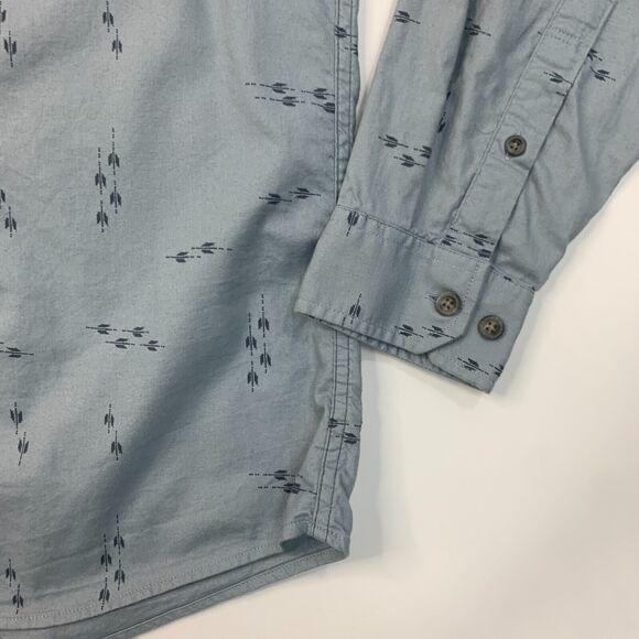Eddie Bauer Shirt Mens L Large Iron Blue Button Down Classic Fit Printed Cotton - Picture 4 of 13